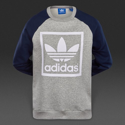 Adidas Originals Fleece Crew Medium Grey Heather / Collegiate Navy for Boys